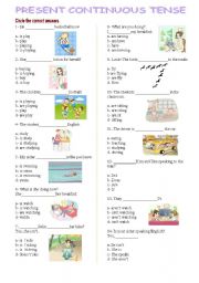 English Worksheet: Present continuous tense