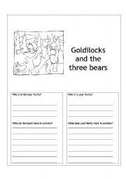 English Worksheet: Goldilocks and the three bears worksheet