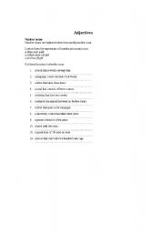 English worksheet: Adjective worksheet
