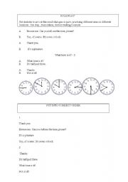 English worksheet: time games