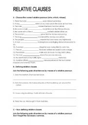 English Worksheet: Relative clauses