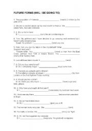 English Worksheet: Future forms - Will / Be Going to