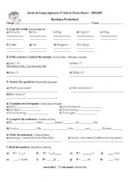 English Worksheet: Revision worksheet