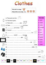 English Worksheet: Clothes & Colours