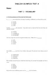 English worksheet: Overall English Ability Test - Lower-intermediate