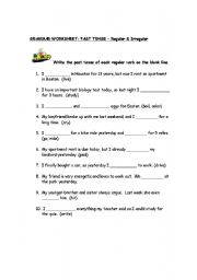 English Worksheet: Grammar Worksheet: Past Tense - Regular & Irregular