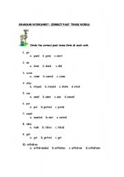 English worksheet: Past Tense - Correct Choice