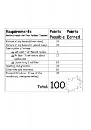 English worksheet: Perfect house for a perfect teacher - project