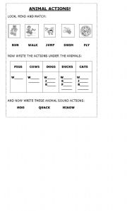 English worksheet: Animal actions