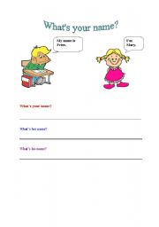 English Worksheet: What;s your name?