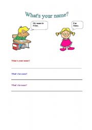 English worksheet: What;s your name?