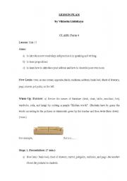 English worksheet: Lesson plan