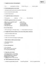 English Worksheet: REVISION  5TH GRADE TEST