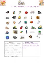 English Worksheet: Lucky children : have got / has got 