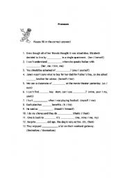 English worksheet: Pronouns