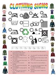 English Worksheet: CLOTHING CARE LABELS