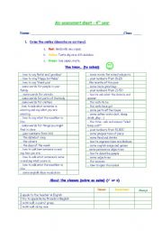 English Worksheet: assessment sheet
