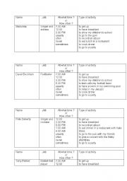 English Worksheet: Daily routine celebrities, writing exercise