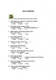 English worksheet: Object Pronouns