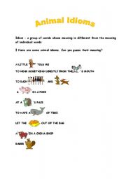 English Worksheet: Animal Idioms