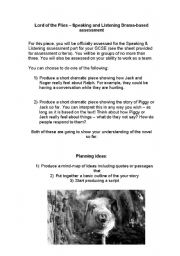 English Worksheet: Lord of the Flies drama activity