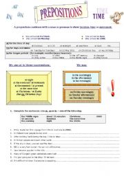 English Worksheet: Prepositions of time