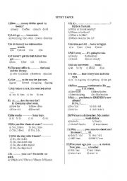 English worksheet: grammar revision