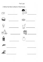 English worksheet: food quiz