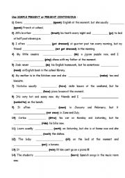 English Worksheet: Exercises on Simple Present and Present Continuous