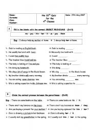 English Worksheet: Objects Pronouns 
