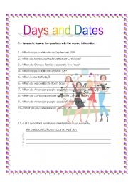 Days and dates