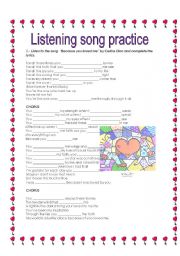 English worksheet: listening song practice