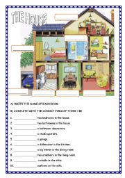 English Worksheet: THE HOUSE / THERE + BE