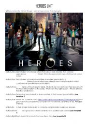 English Worksheet: HEROES UNIT PLAN