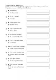 English Worksheet: Correct the mistakes