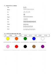 English worksheet: Colors and numbers