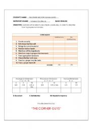 English worksheet: Evaluation form