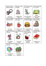 English Worksheet: Simple Past and Past Progressive GO FISH