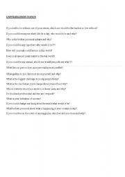 English worksheet: conversation topics for oral exams