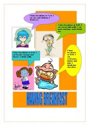 English worksheet: HAVING BREAKFAST (2 pages)