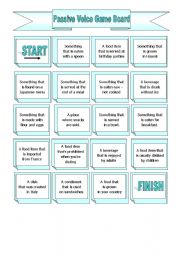 English Worksheet: The Passive Voice Gameboard