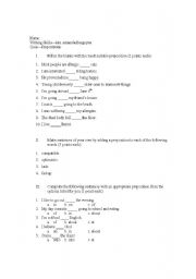 English Worksheet: Prepositions Quiz