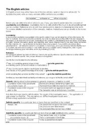 English Worksheet: Articles - usage