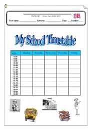 English Worksheet: School Timetable