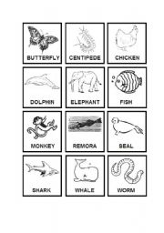 English worksheet: Animals Memory Game