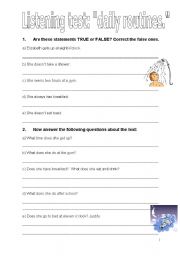 English Worksheet: listening test daily routines