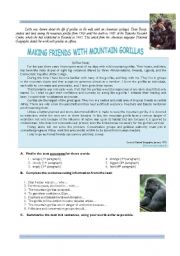 English Worksheet: Making friends with mountain gorillas