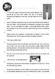 English Worksheet: Reading Comprehension - Apollo 13