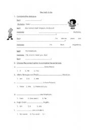 English Worksheet: Verb To Be