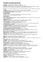 English Worksheet: Probability, necessity and free will